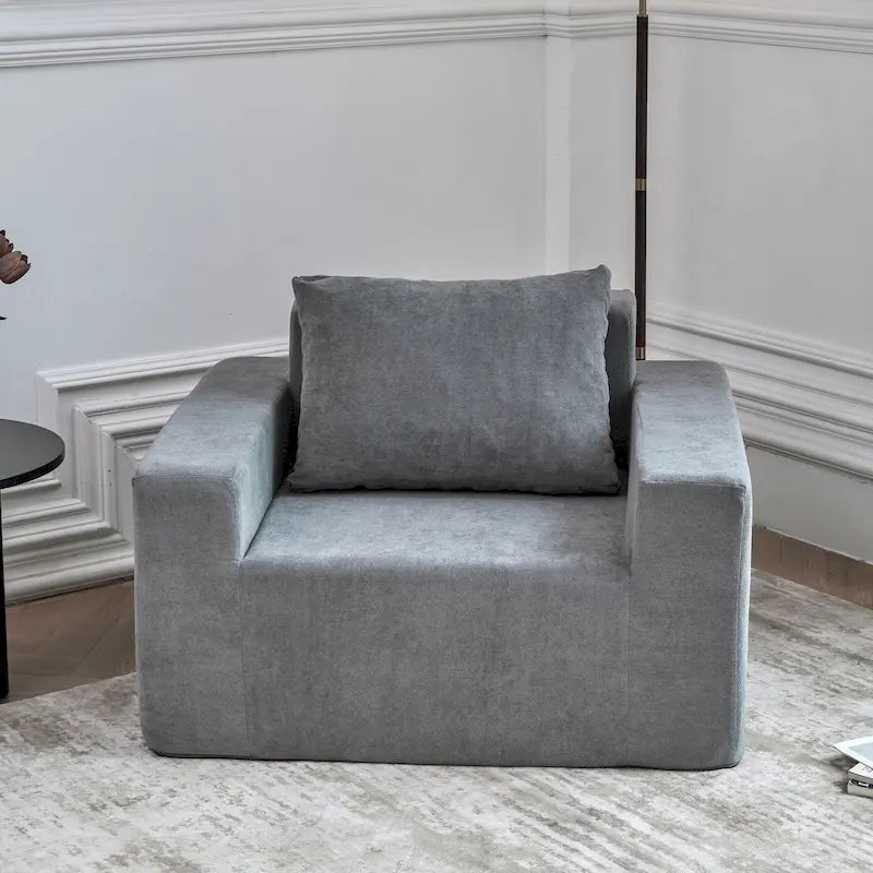 Poltrona d'Appoggio Moderna Grigia da 102 cm con Cuscino – Poltrona Imbottita