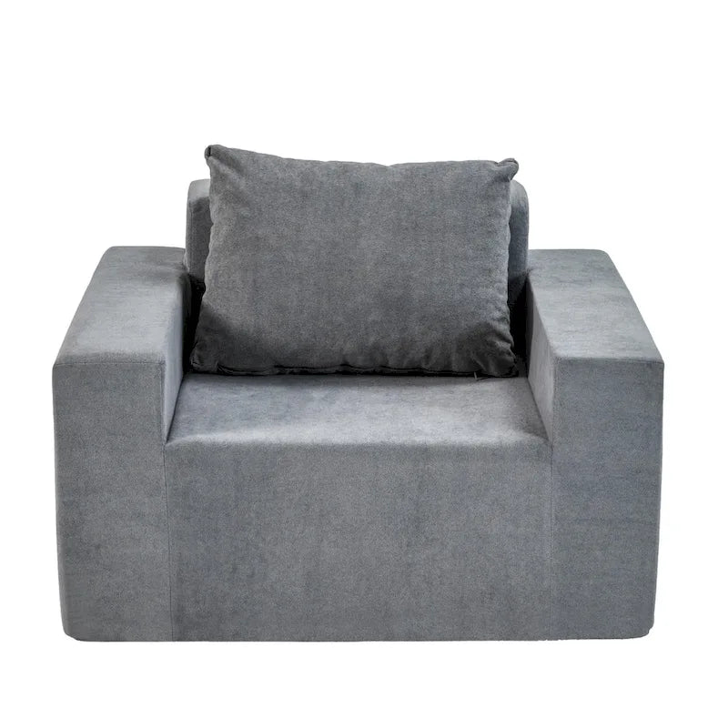 Poltrona d'Appoggio Moderna Grigia da 102 cm con Cuscino – Poltrona Imbottita