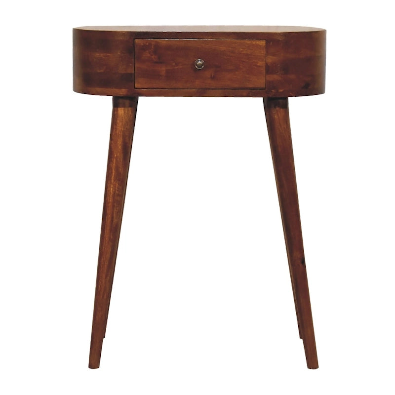 Tavolino Mini Consolle in Legno Massello Finitura Castagno – Tavolino d'Appoggio Artigianale per Ingresso