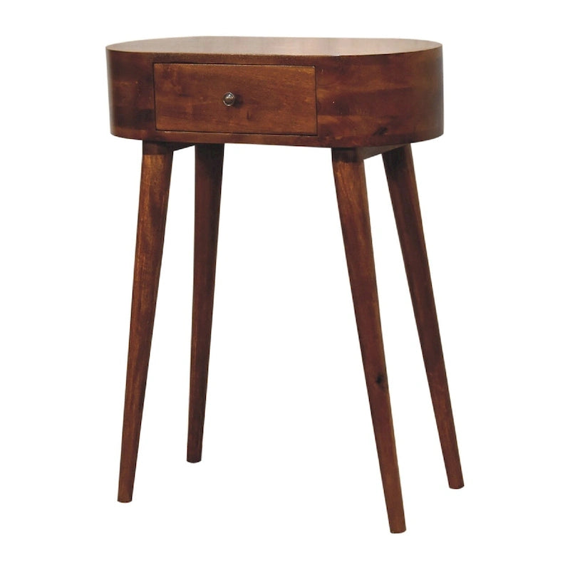 Tavolino Mini Consolle in Legno Massello Finitura Castagno – Tavolino d'Appoggio Artigianale per Ingresso