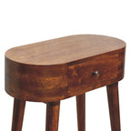 Tavolino Mini Consolle in Legno Massello Finitura Castagno – Tavolino d'Appoggio Artigianale per Ingresso