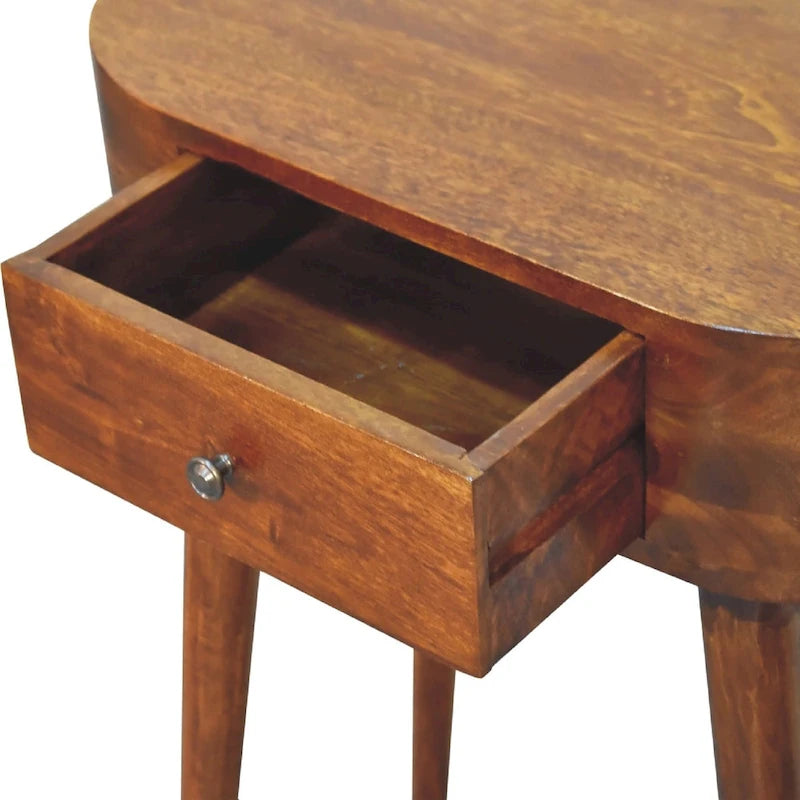 Tavolino Mini Consolle in Legno Massello Finitura Castagno – Tavolino d'Appoggio Artigianale per Ingresso