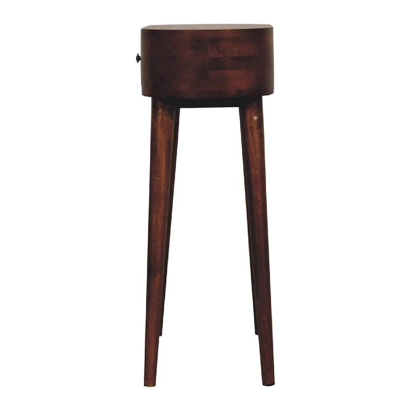 Tavolino Mini Consolle in Legno Massello Finitura Castagno – Tavolino d'Appoggio Artigianale per Ingresso