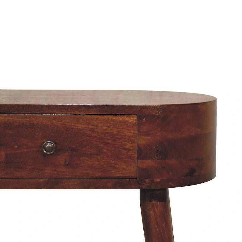 Tavolino Mini Consolle in Legno Massello Finitura Castagno – Tavolino d'Appoggio Artigianale per Ingresso