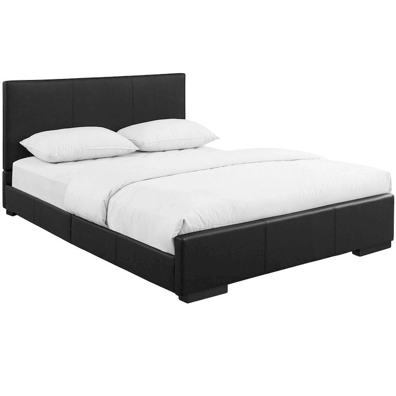 Letto King Size in Ecopelle Nera – Struttura Imbottita, Camera da Letto Moderna, Facile da Montare