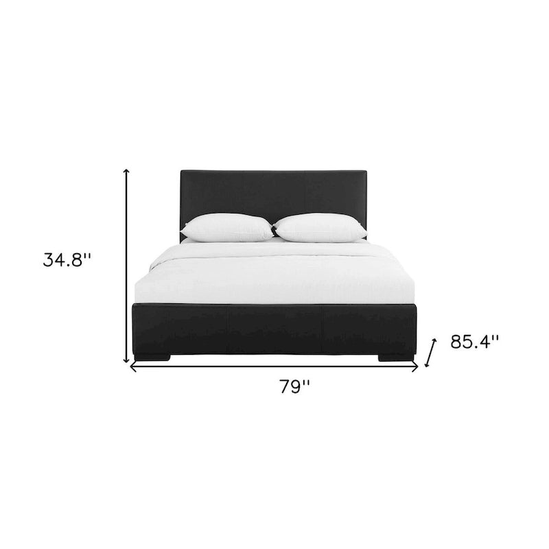Letto King Size in Ecopelle Nera – Struttura Imbottita, Camera da Letto Moderna, Facile da Montare