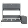 Queen Mounted Murphy Bed with Lift, Storage Cabinets & Convertible Desk