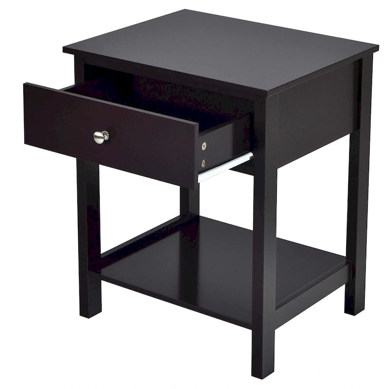 Set di 2 comodini moderni a 2 livelli con cassetto e ripiano aperto – Tavolini laterali da letto