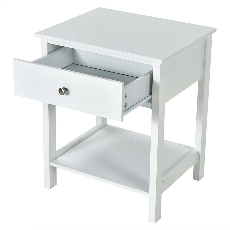 Set di 2 comodini moderni a 2 livelli con cassetto e ripiano aperto – Tavolini laterali da letto