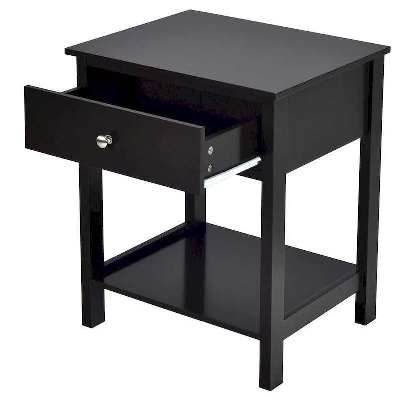 Set di 2 comodini moderni a 2 livelli con cassetto e ripiano aperto – Tavolini laterali da letto