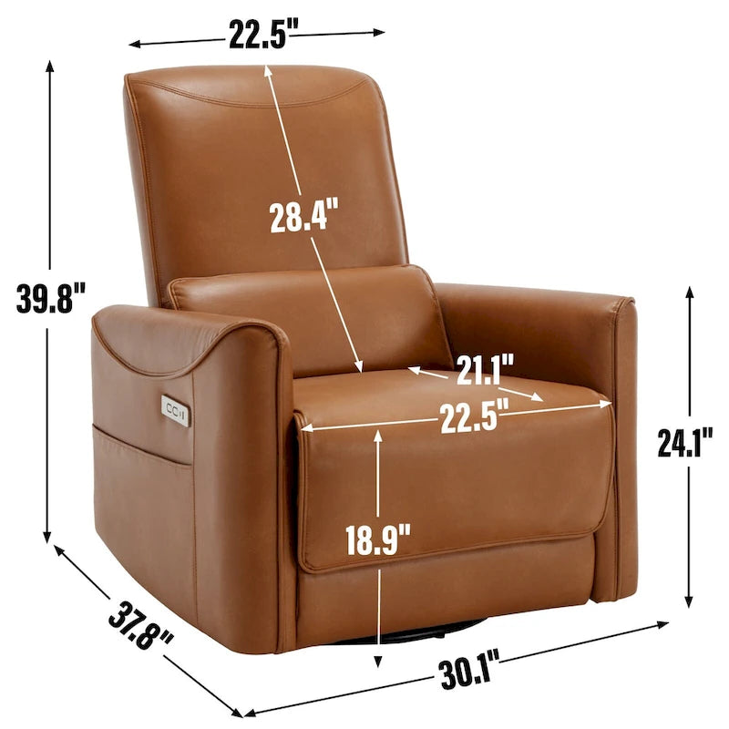 Poltrona reclinabile elettrica ergonomica marrone con funzione girevole, a dondolo e porte USB – Sedia da soggiorno