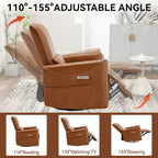 Poltrona reclinabile elettrica ergonomica marrone con funzione girevole, a dondolo e porte USB – Sedia da soggiorno