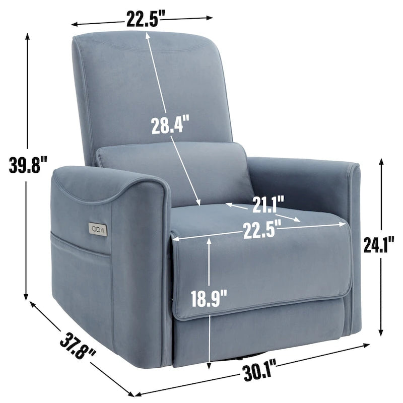 Poltrona reclinabile elettrica ergonomica marrone con funzione girevole, a dondolo e porte USB – Sedia da soggiorno