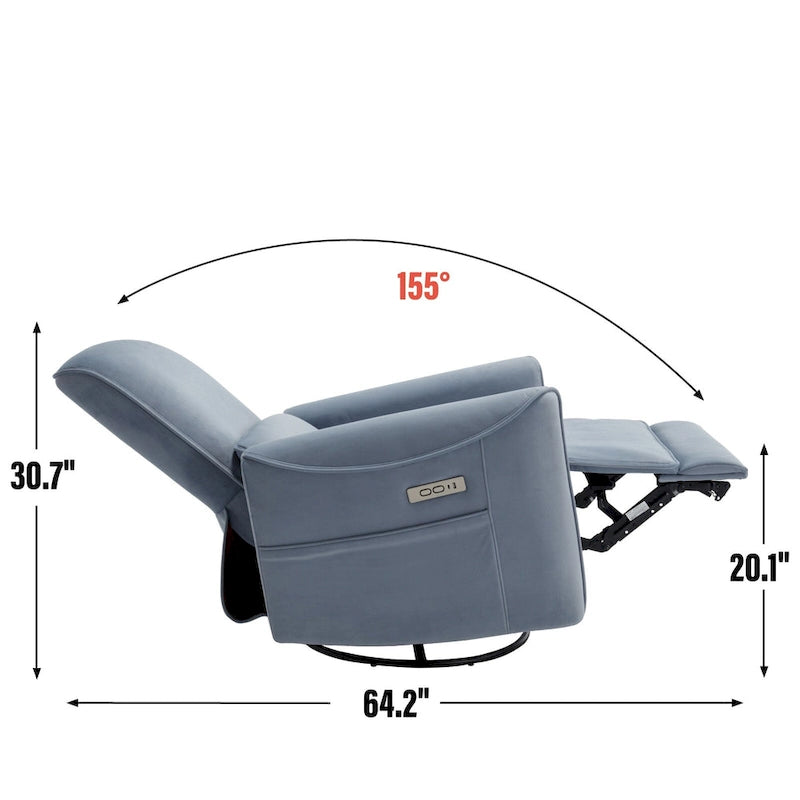 Poltrona reclinabile elettrica ergonomica marrone con funzione girevole, a dondolo e porte USB – Sedia da soggiorno
