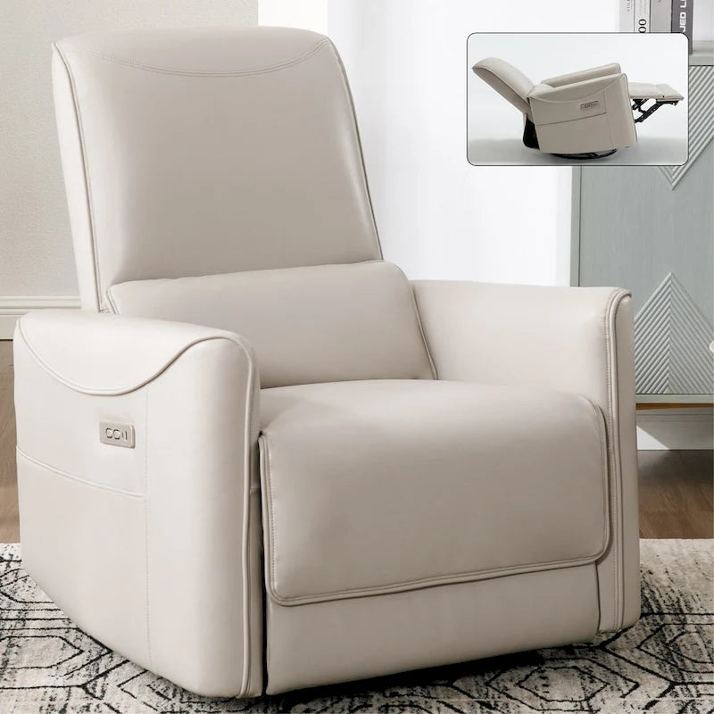 Poltrona reclinabile elettrica ergonomica marrone con funzione girevole, a dondolo e porte USB – Sedia da soggiorno