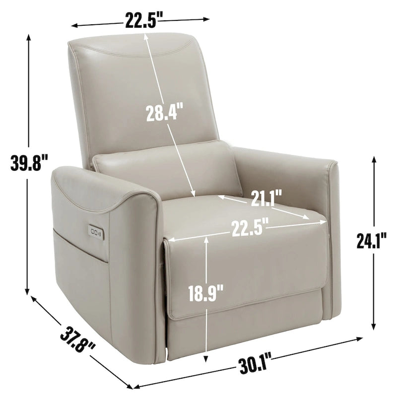Poltrona reclinabile elettrica ergonomica marrone con funzione girevole, a dondolo e porte USB – Sedia da soggiorno
