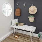 Panca da ingresso in legno massello stile Mid-Century da 41,3" – 16,5" L x 17,5" A, finitura naturale, seduta da corridoio