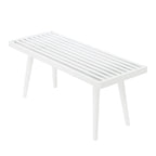 Panca da ingresso in legno massello stile Mid-Century da 41,3" – 16,5" L x 17,5" A, finitura naturale, seduta da corridoio