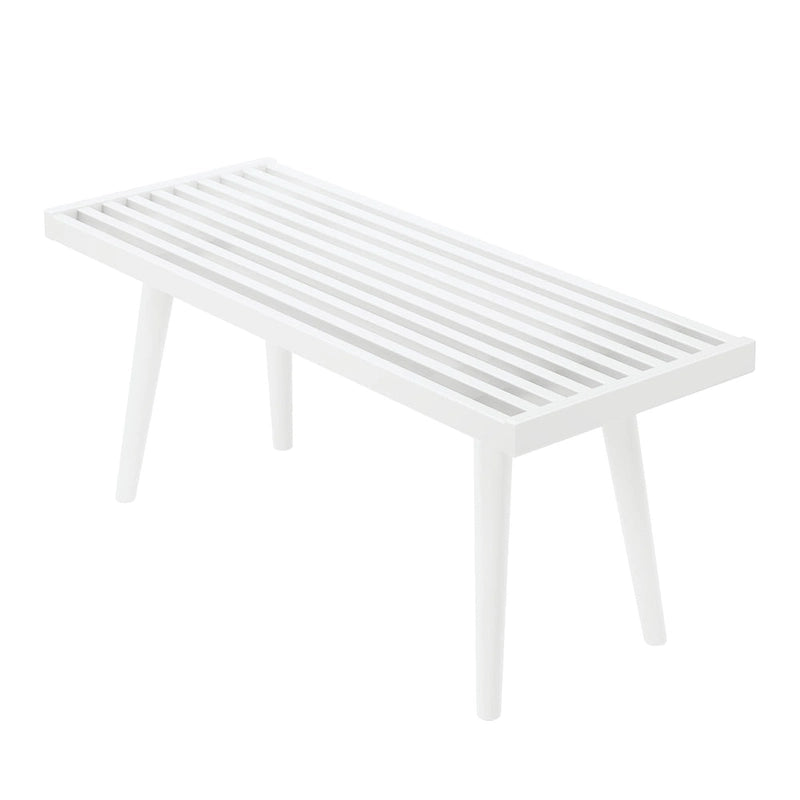 Panca da ingresso in legno massello stile Mid-Century da 41,3" – 16,5" L x 17,5" A, finitura naturale, seduta da corridoio