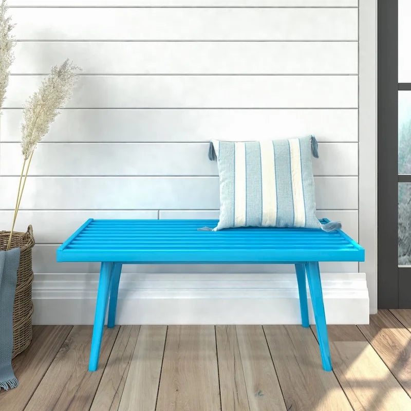 Panca da ingresso in legno massello stile Mid-Century da 41,3" – 16,5" L x 17,5" A, finitura naturale, seduta da corridoio