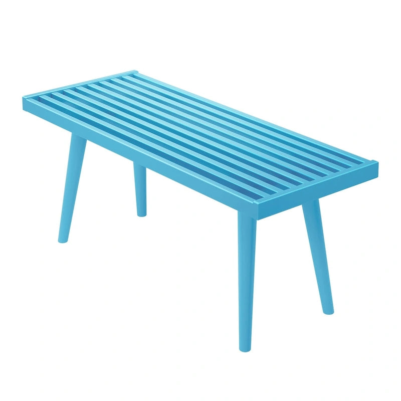 Panca da ingresso in legno massello stile Mid-Century da 41,3" – 16,5" L x 17,5" A, finitura naturale, seduta da corridoio