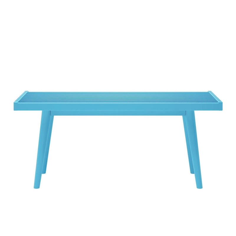 Panca da ingresso in legno massello stile Mid-Century da 41,3" – 16,5" L x 17,5" A, finitura naturale, seduta da corridoio