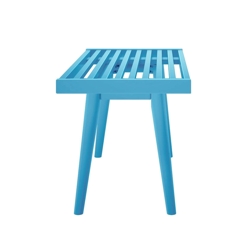 Panca da ingresso in legno massello stile Mid-Century da 41,3" – 16,5" L x 17,5" A, finitura naturale, seduta da corridoio
