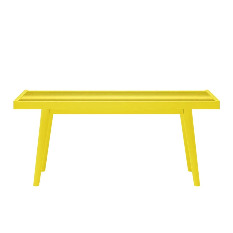 Panca da ingresso in legno massello stile Mid-Century da 41,3" – 16,5" L x 17,5" A, finitura naturale, seduta da corridoio