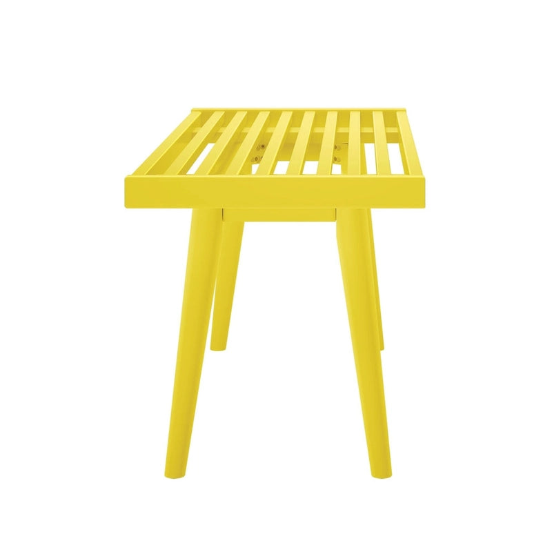 Panca da ingresso in legno massello stile Mid-Century da 41,3" – 16,5" L x 17,5" A, finitura naturale, seduta da corridoio