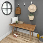 Panca da ingresso in legno massello stile Mid-Century da 41,3" – 16,5" L x 17,5" A, finitura naturale, seduta da corridoio
