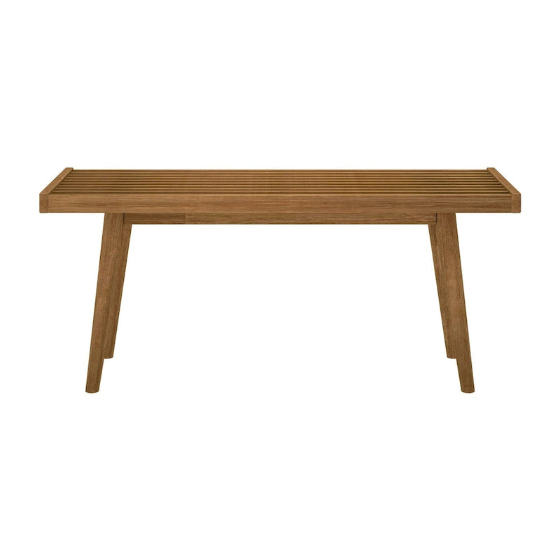Panca da ingresso in legno massello stile Mid-Century da 41,3" – 16,5" L x 17,5" A, finitura naturale, seduta da corridoio
