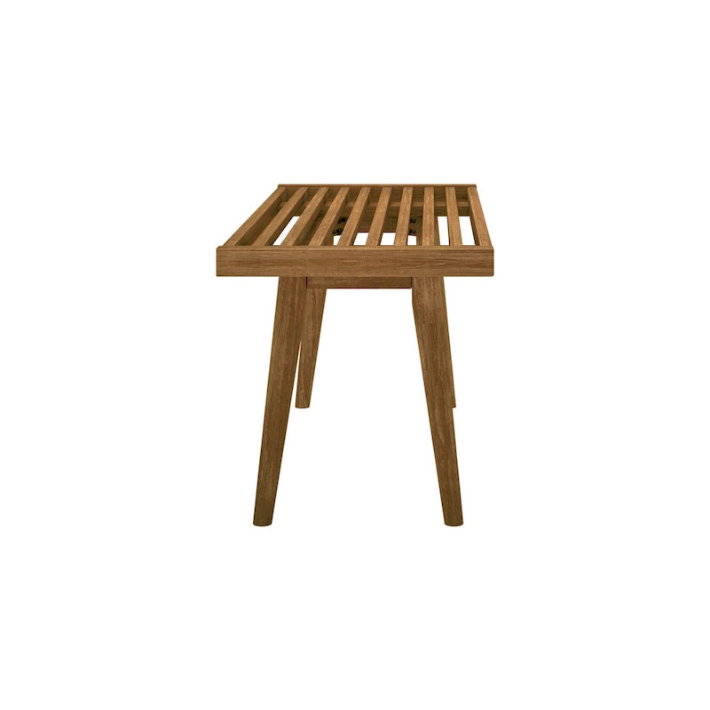 Panca da ingresso in legno massello stile Mid-Century da 41,3" – 16,5" L x 17,5" A, finitura naturale, seduta da corridoio