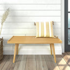 Panca da ingresso in legno massello stile Mid-Century da 41,3" – 16,5" L x 17,5" A, finitura naturale, seduta da corridoio