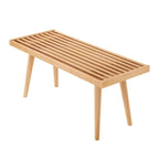 Panca da ingresso in legno massello stile Mid-Century da 41,3" – 16,5" L x 17,5" A, finitura naturale, seduta da corridoio