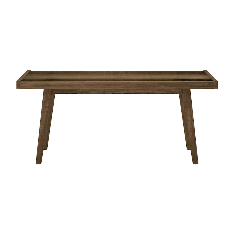 Panca da ingresso in legno massello stile Mid-Century da 41,3" – 16,5" L x 17,5" A, finitura naturale, seduta da corridoio