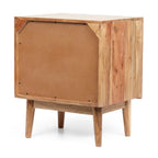 Comodino artigianale boho in legno di acacia – Finitura naturale, comodino con cassetto