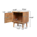 Comodino artigianale boho in legno di acacia – Finitura naturale, comodino con cassetto