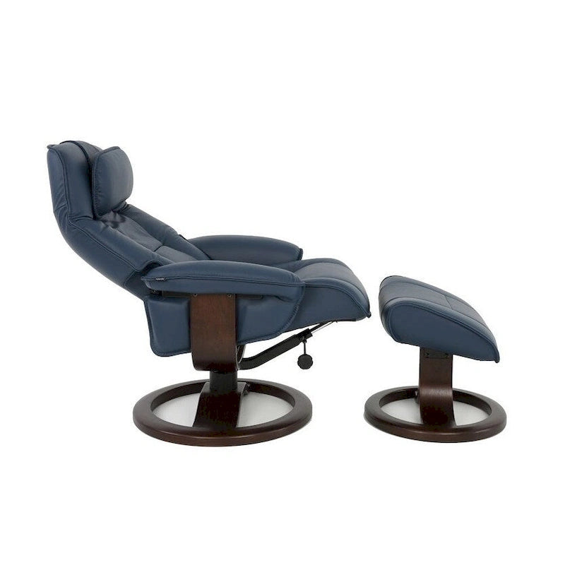 Poltrona reclinabile e poggiapiedi in pelle stile norvegese – Sedia ergonomica con poggiapiedi