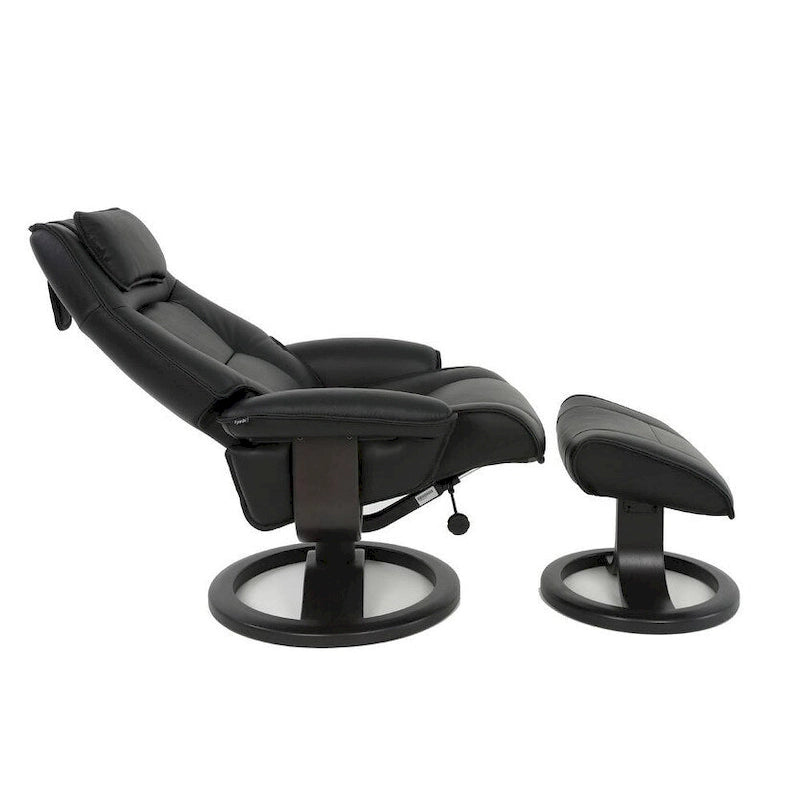 Poltrona reclinabile e poggiapiedi in pelle stile norvegese – Sedia ergonomica con poggiapiedi