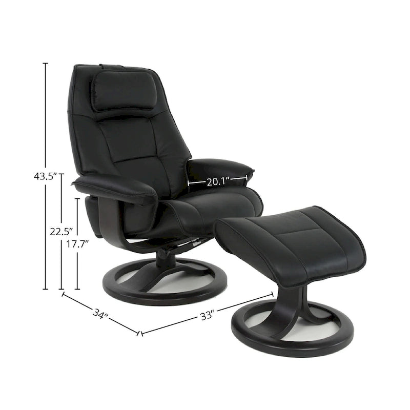 Poltrona reclinabile e poggiapiedi in pelle stile norvegese – Sedia ergonomica con poggiapiedi