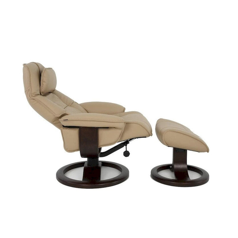 Poltrona reclinabile e poggiapiedi in pelle stile norvegese – Sedia ergonomica con poggiapiedi