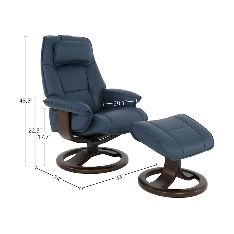 Poltrona reclinabile e poggiapiedi in pelle stile norvegese – Sedia ergonomica con poggiapiedi