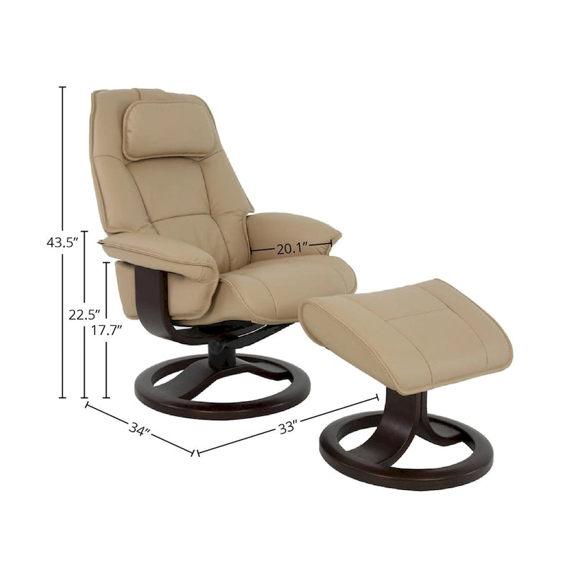 Poltrona reclinabile e poggiapiedi in pelle stile norvegese – Sedia ergonomica con poggiapiedi