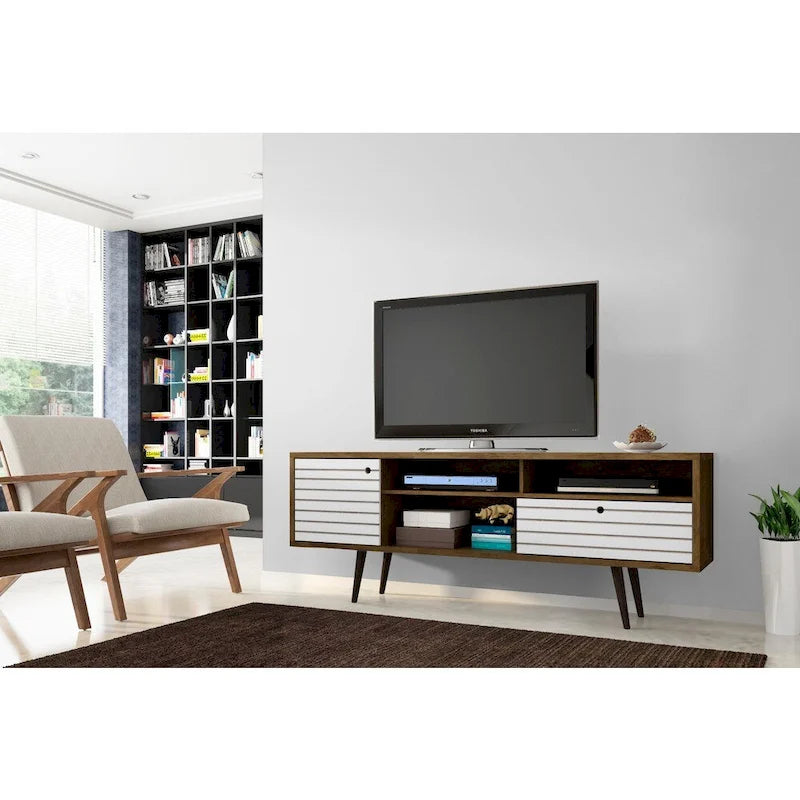 Consolle Mobile TV Moderno Mid-Century da 70,86 Pollici – Supporto TV con Ripiani Aperti