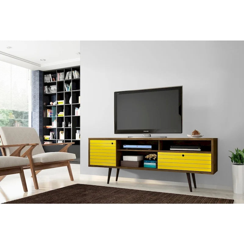 Consolle Mobile TV Moderno Mid-Century da 70,86 Pollici – Supporto TV con Ripiani Aperti