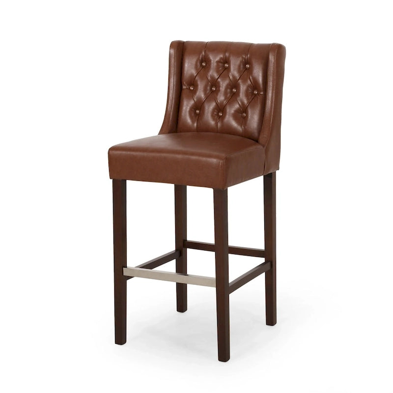 Set di 2 Sgabelli da Bar con Schienale Alto Contemporanei – Sedie da Bar Imbottite Altezza Bancone