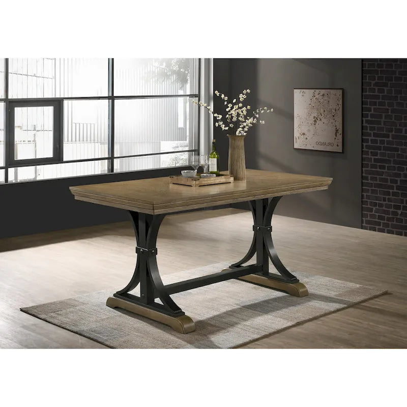 Set da pranzo da 6 pezzi in legno di palude ad altezza bancone con sedie con borchie – Stile rustico