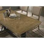 Set da pranzo da 6 pezzi in legno di palude ad altezza bancone con sedie con borchie – Stile rustico