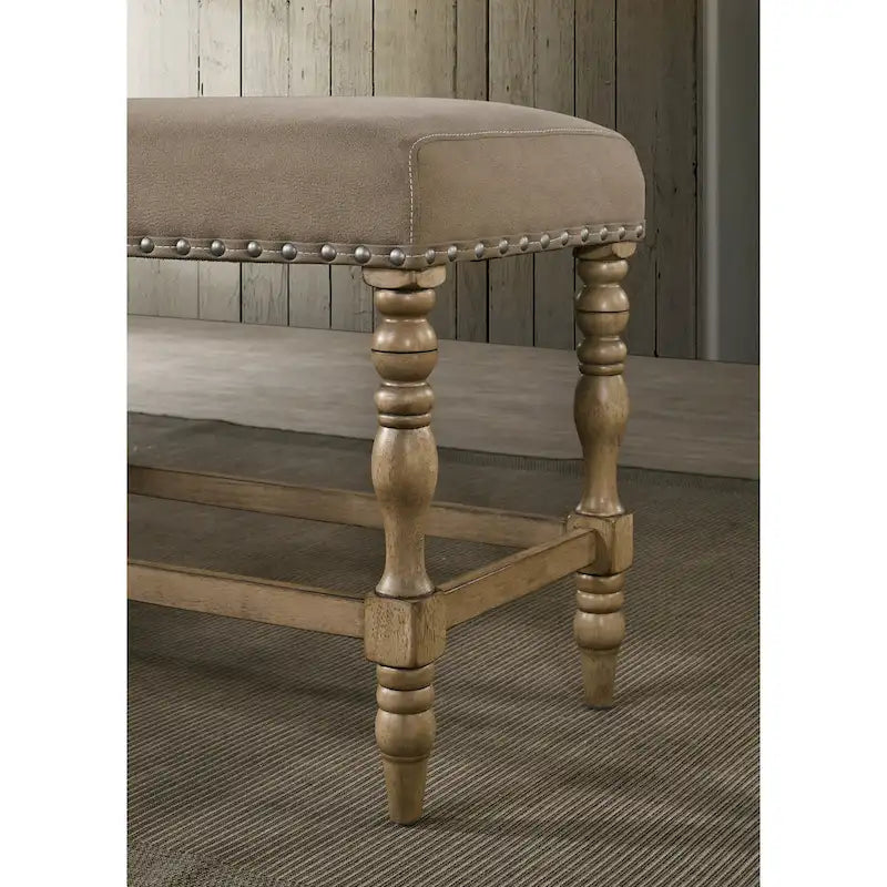 Set da pranzo da 6 pezzi in legno di palude ad altezza bancone con sedie con borchie – Stile rustico