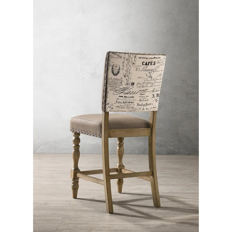 Set da pranzo da 6 pezzi in legno di palude ad altezza bancone con sedie con borchie – Stile rustico